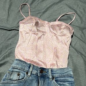 Zara Pink Floral Bodysuit Size M
